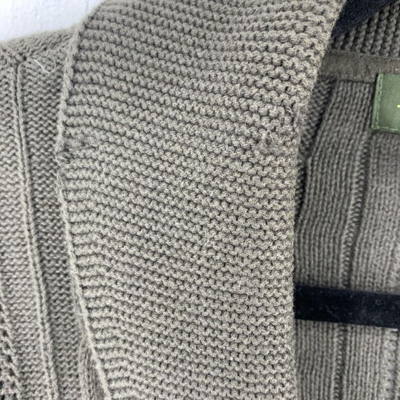 Eddie Bauer Womens Small Cardigan Sweater Fisherman Shawl Collar Cable Knit FLAW - Picture 6 of 8